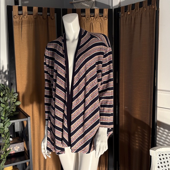 Striped Open Front Cardigan - Picture 1 of 2